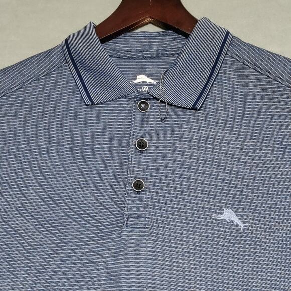 Tommy Bahama Men's Coastline Polo Shirt Size Small Navy Blue Striped NWOT - Picture 4 of 13